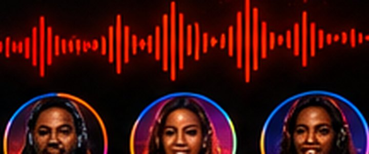 Voice room interface with warm audio wave energy